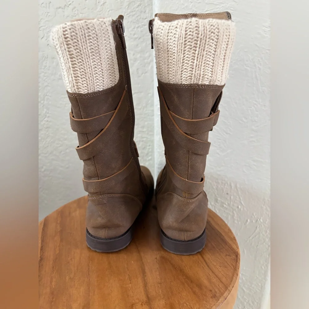 Rachel Shoes Brown Winter Boots with Knit Cuff - Picture 5 of 14